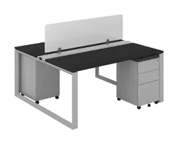 2 Person Workstation with Privacy Panels - Veloce