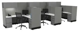 3 Person Cubicle with Power - Systems