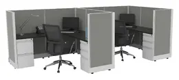 2 Person Cubicle with Power - Systems