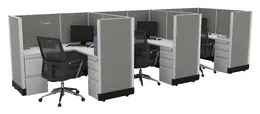 3 Person Cubicle with Power - Systems