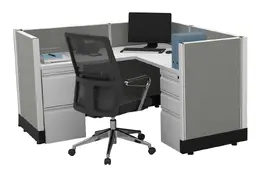 L Shaped Cubicle with Power - Systems