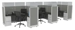 3 Person Cubicle with Power - Systems