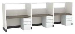 3 Person Call Center Cubicle with Power - Systems