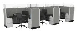 3 Person Cubicle with Power - Systems