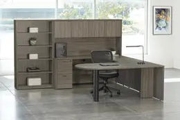 U Shaped Peninsula Desk with Bookcase - Napa