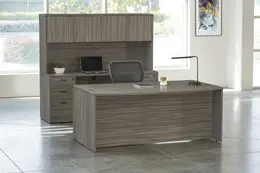 Bow Front Desk and Credenza with Hutch - Napa