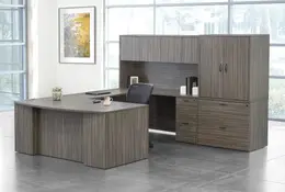 Bow Front U Shaped Desk with Storage - Napa