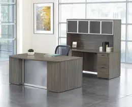 Bow Front Desk and Credenza with Hutch - Napa