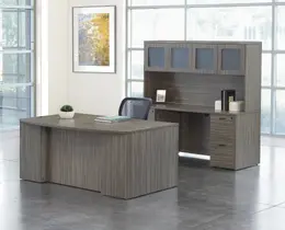 Bow Front Desk and Credenza with Hutch - Napa