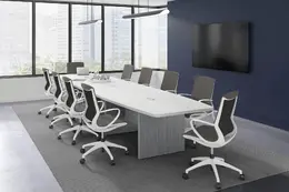 Boat Shaped Conference Table and Chairs Set - PL Laminate