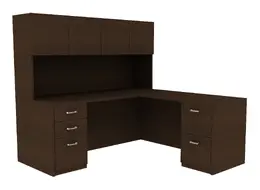 L-Shaped Desk with Hutch - Amber