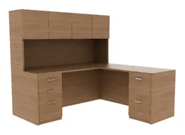 L-Shaped Desk with Hutch - Amber