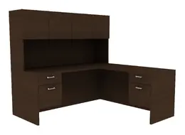 Desk with Hutch and Drawers - Amber