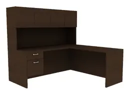 L-Shaped Desk with Hutch - Amber