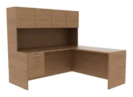 L-Shaped Desk with Hutch - Amber