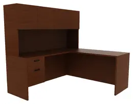 L-Shaped Desk with Hutch - Amber