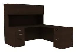 L-Shaped Desk with Hutch - Amber