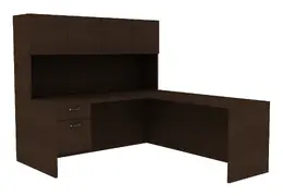 L-Shaped Desk with Hutch - Amber