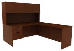 L-Shaped Desk with Hutch - Amber