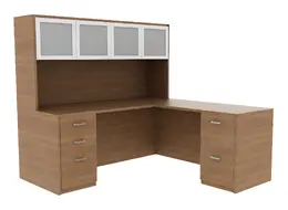 L Desk with Hutch - Amber