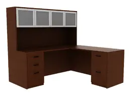 L Desk with Hutch - Amber