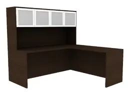 L-Shape Desk with Hutch - Amber