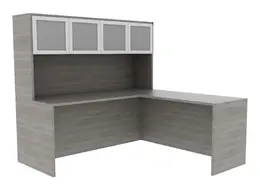 L-Shape Desk with Hutch - Amber