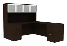 L Desk with Hutch - Amber