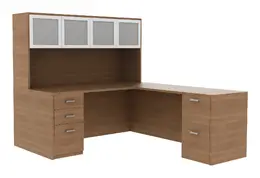 L Desk with Hutch - Amber