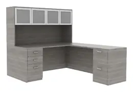 L Desk with Hutch - Amber