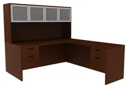 L Shaped Desk with Hutch - Amber