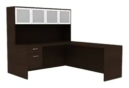 L-Shaped Desk with Hutch - Amber