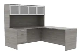 L-Shaped Desk with Hutch - Amber