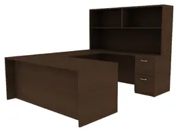 U Shaped Desk with Hutch - Amber