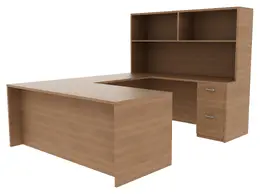 U Shaped Desk with Hutch - Amber