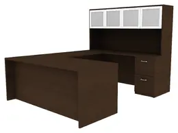 Desk with Hutch and Drawers - Amber