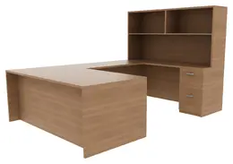 U Shaped Desk with Hutch - Amber