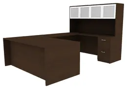 Desk with Hutch and Drawers - Amber