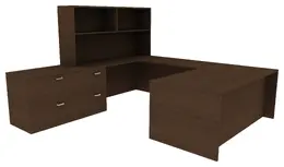 Desk with Hutch and Drawers - Amber