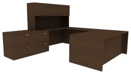 U-Shaped Desk with Storage - Amber