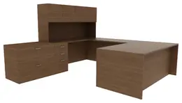 U Shaped Desk with Storage - Amber