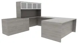 Desk with Shelves and Drawers - Amber