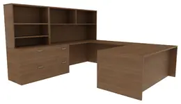 U-Shaped Desk with Storage - Amber