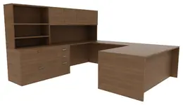 U-Shaped Desk with Storage - Amber