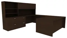 U Shaped Desk with Storage - Amber