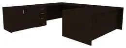 U-Shaped Desk with Storage - Amber