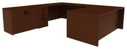 U-Shaped Desk with Storage - Amber