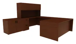 U-Shaped Desk with Hutch - Amber