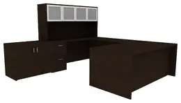 Desk with Hutch and Drawers - Amber