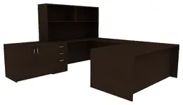 Desk with Hutch and Drawers - Amber